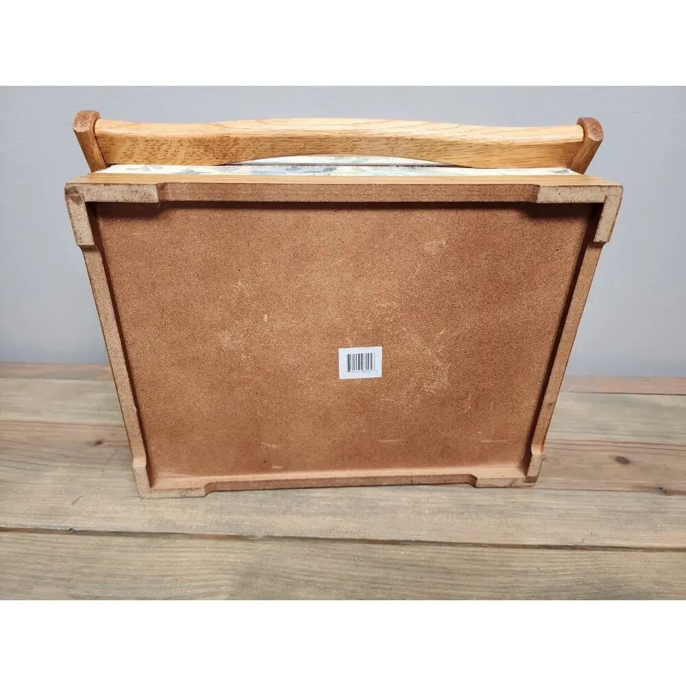 Vintage Oak Sewing Basket jewelry Hope box handmade Red Lining